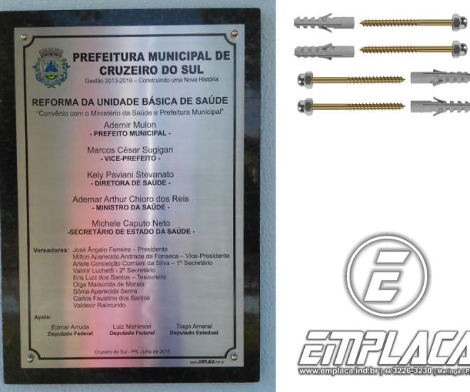 Placas De Inaugurao Ao Inox Gravado Base Em Granito Emplaca 001