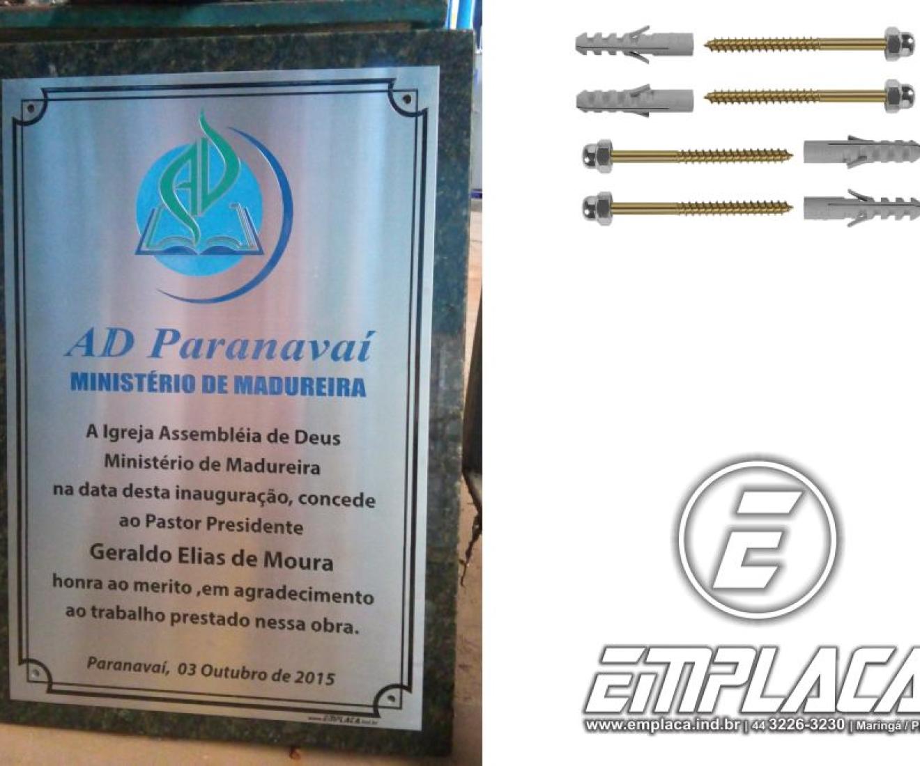 Placas De Inaugurao Ao Inox Gravado Base Em Granito Emplaca 004