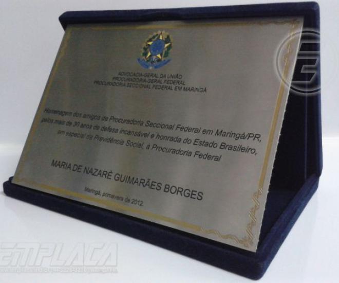 Placas De Homenagem Ao Inox Gravado Estojo Emplaca 006