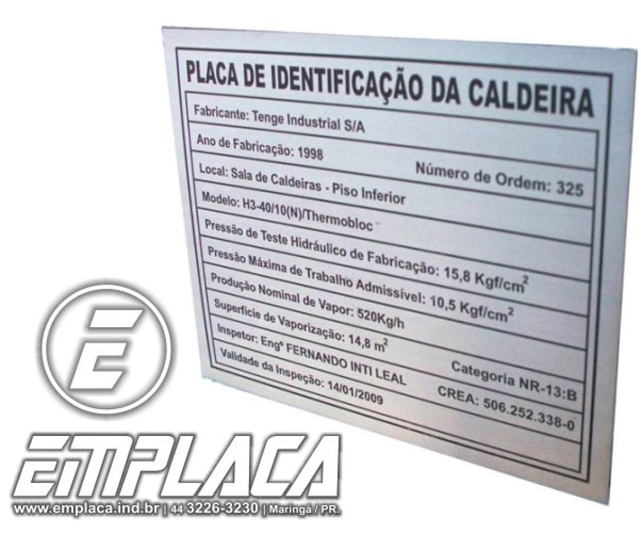 Placas De Identificao De Mquinas Ao Inox Gravado Emplaca 002